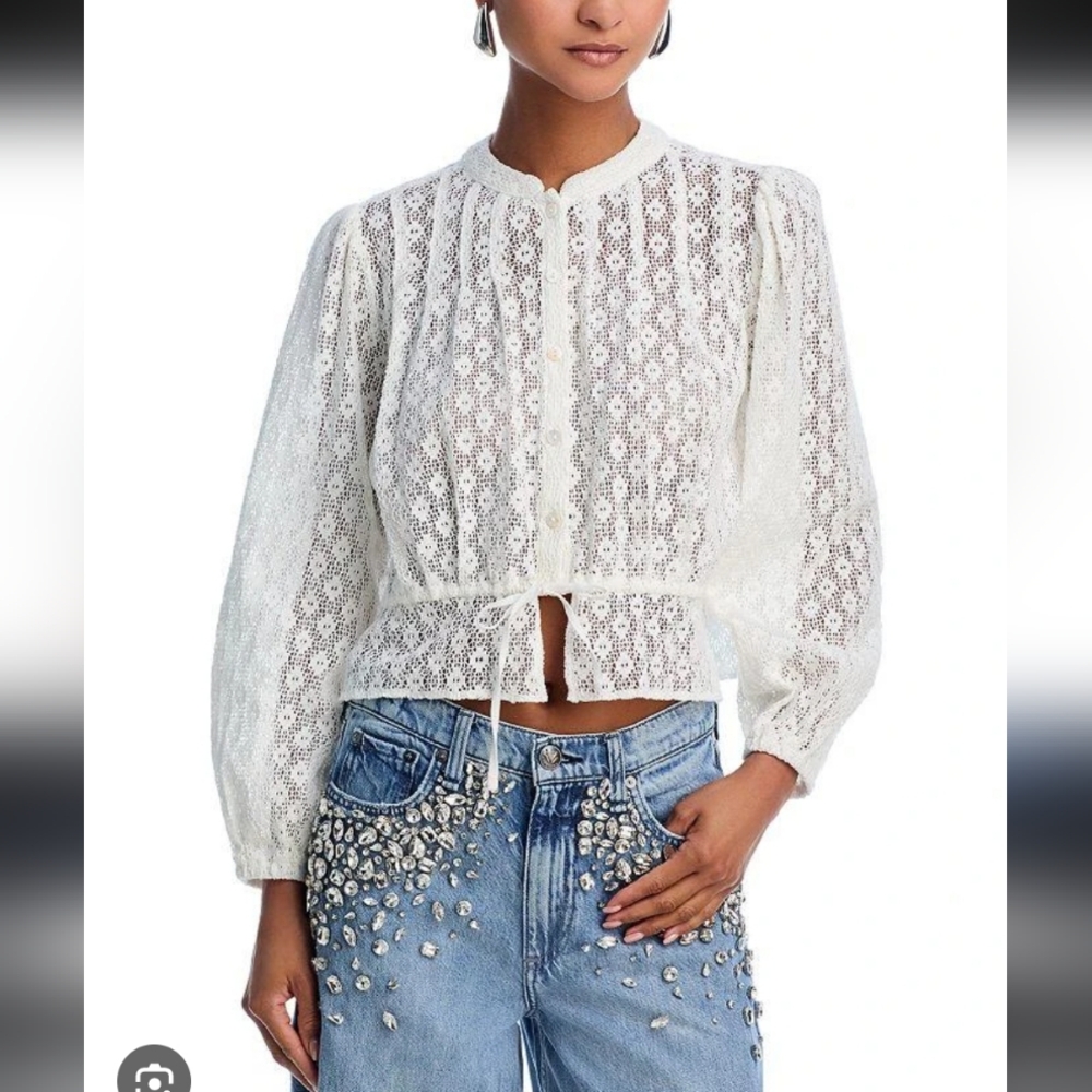 514-Aqua Elegant Cream Lace Blouse